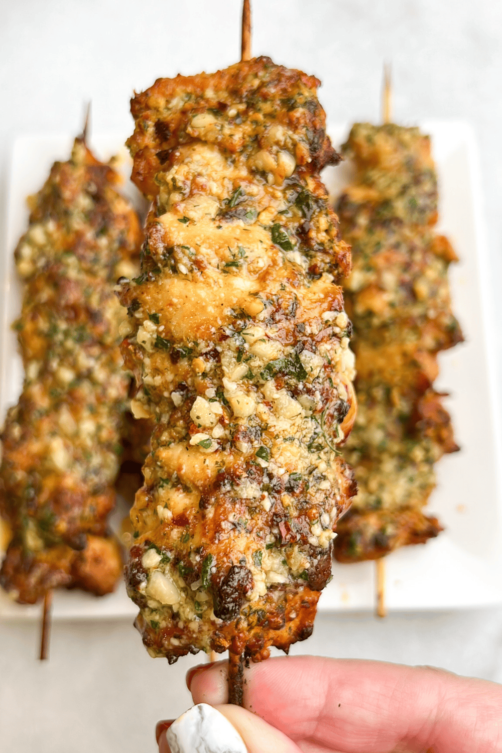 Ranch Garlic Parmesan Chicken Skewers